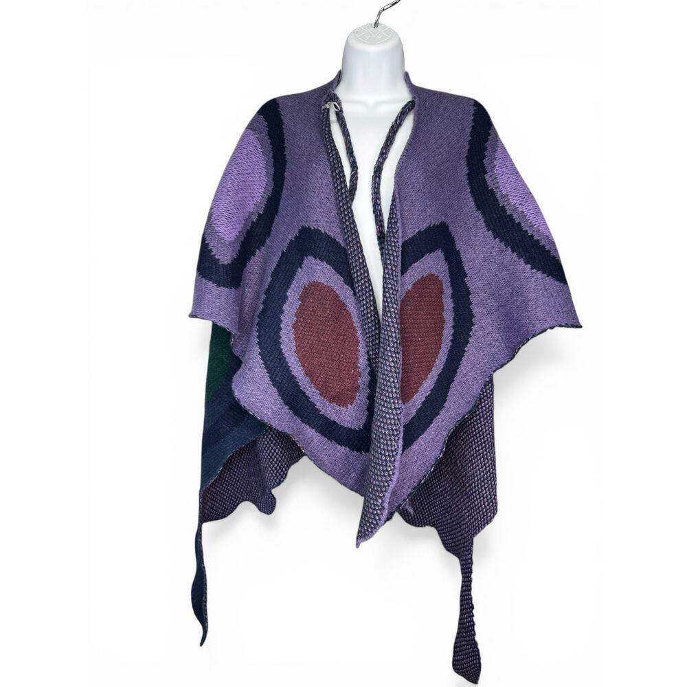 NWT Earthbound Trading Butterfly Knit Kimono Cardigan Purple Boho Festival Wrap - Picture 2 of 4